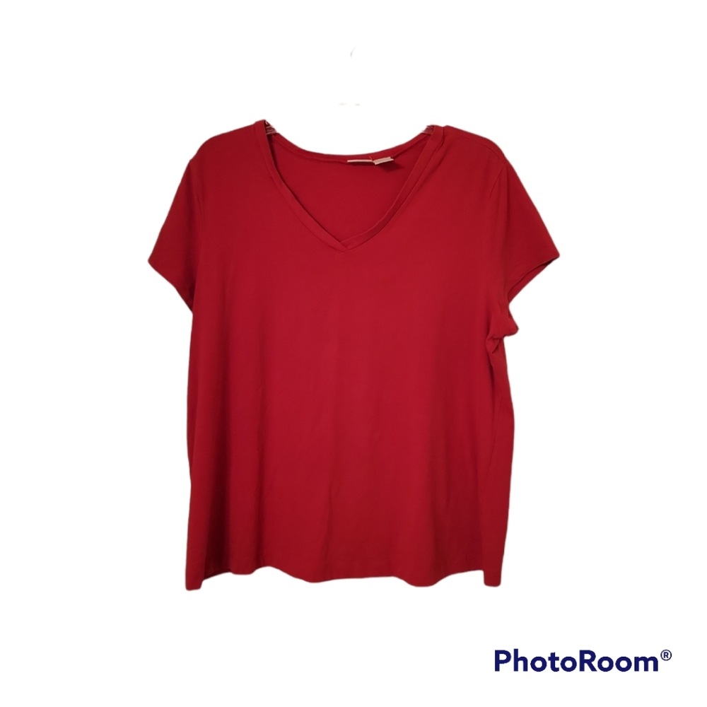 In Due Time Red Maternity Stretch V-Neck Tee, Size L